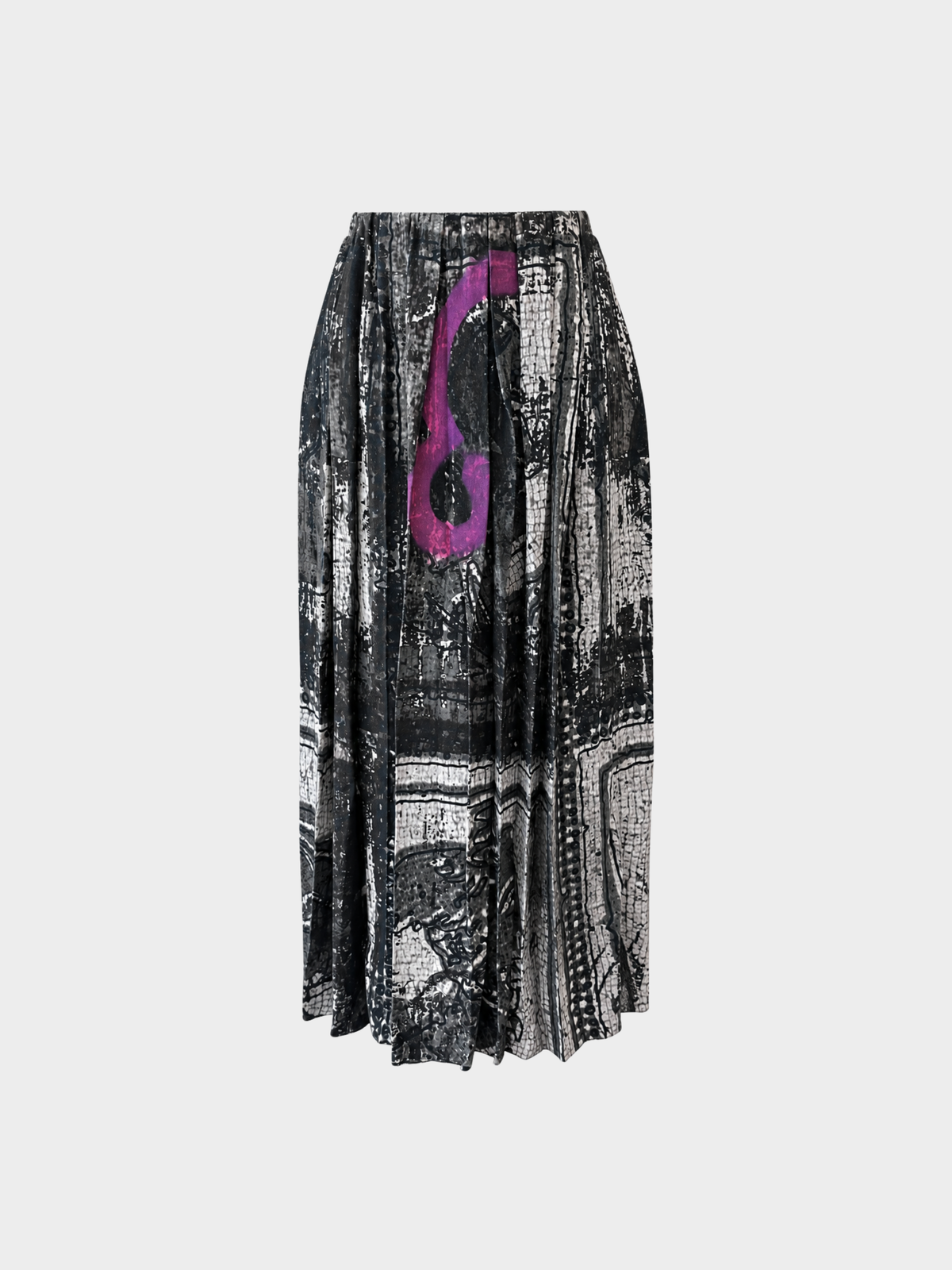 Miu Miu SS 2009 Green Roman Mosaic Print Pleated Skirt