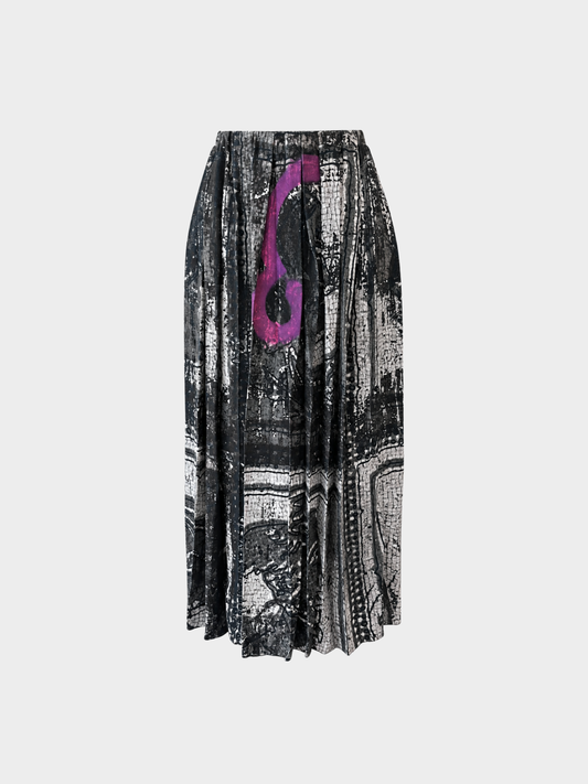 Miu Miu SS 2009 Green Roman Mosaic Print Pleated Skirt