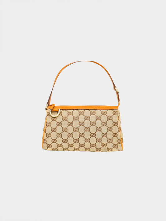 Gucci 2010s Brown Monogram Canvas Shoulder Bag