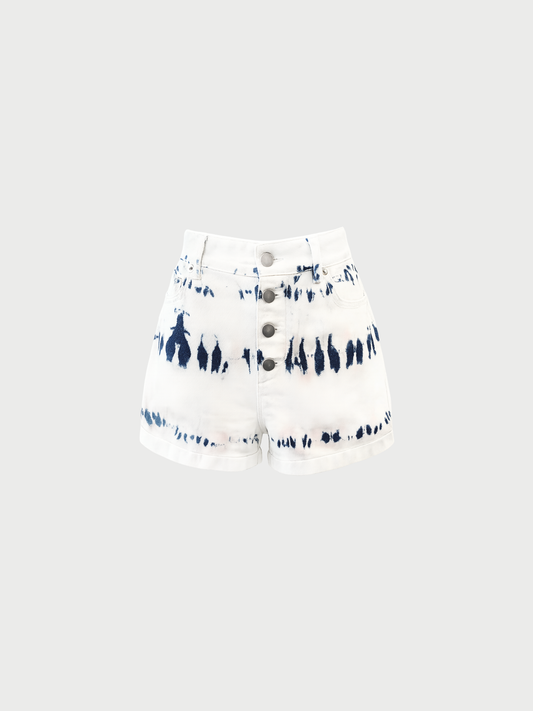 Christian Dior 2020s Blue Tie-Dye Denim Mini Shorts