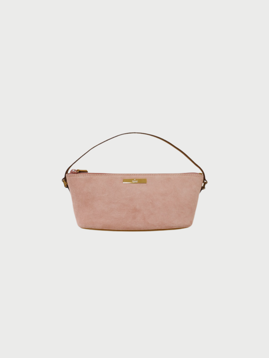 Gucci 2000s Pink Beige Suede Leather Logo Hardware Mini Handbag