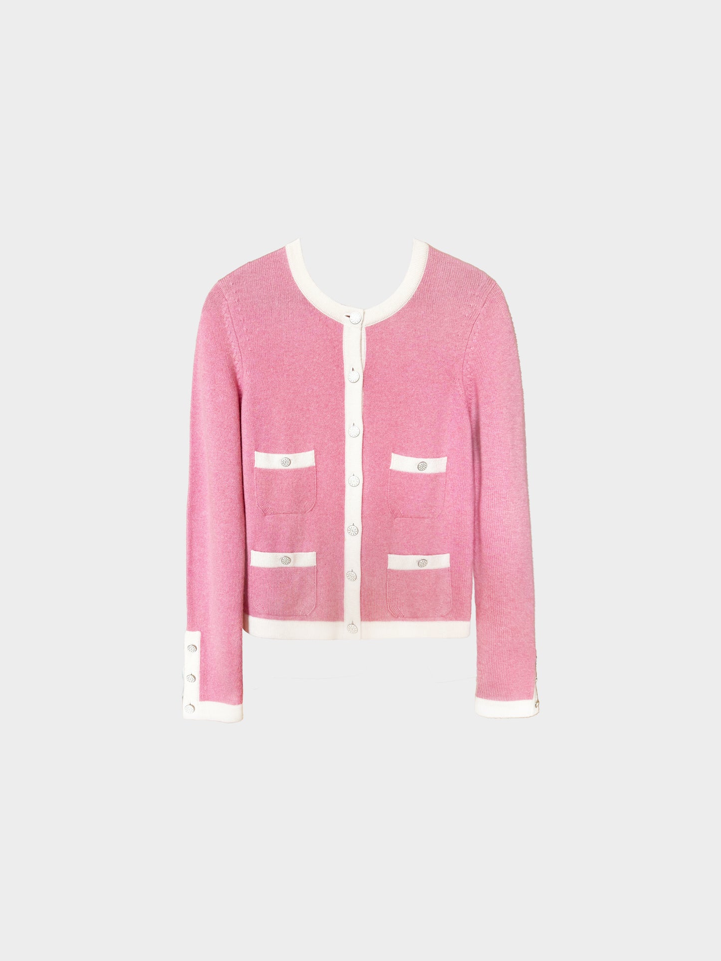 Chanel 2013 Pink and White Cashmere Cardigan