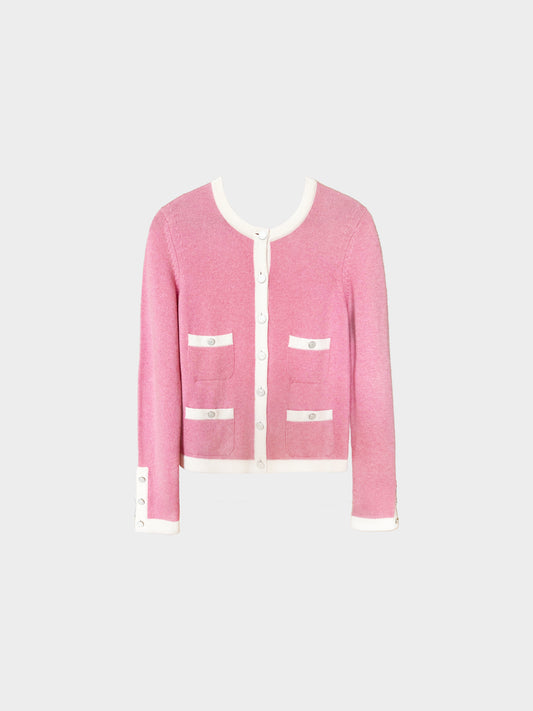 Chanel 2013 Pink and White Cashmere Cardigan