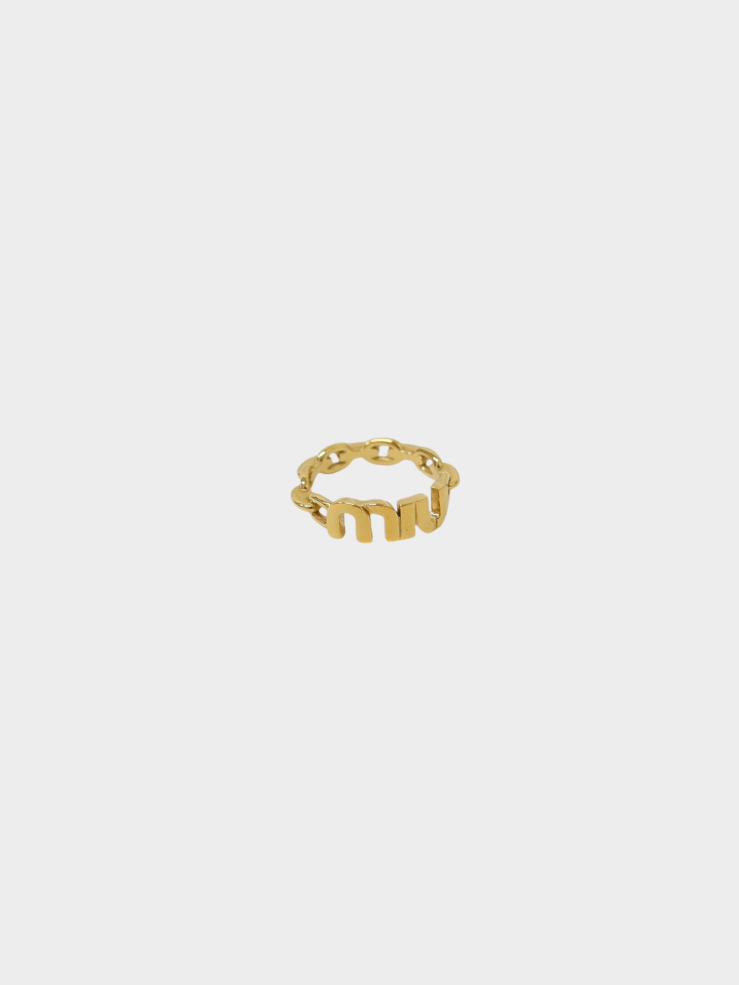 Miu Miu 2020s Gold Plated Metal Logo Ring
