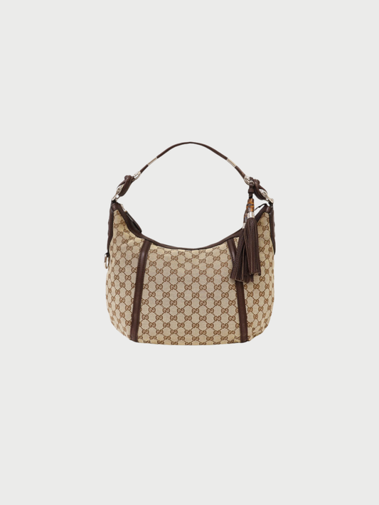 Gucci 2000s Beige Brown GG Canvas One-Shoulder Bag