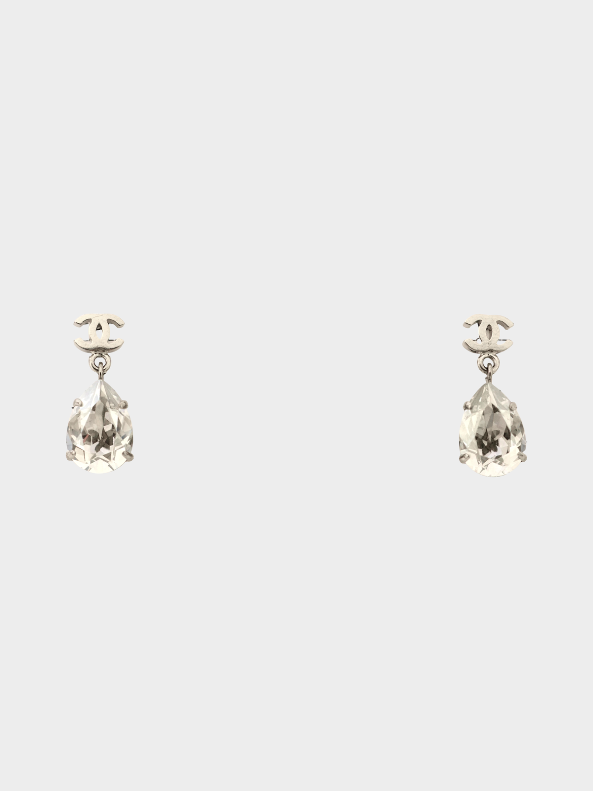 Chanel 2013 Silver Coco Rhinestone Earrings