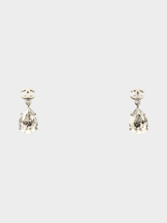Chanel 2013 Silver Coco Rhinestone Earrings
