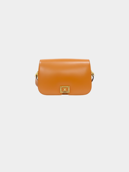 Celine 2000s Brown Triomphe Leather Shoulder Bag