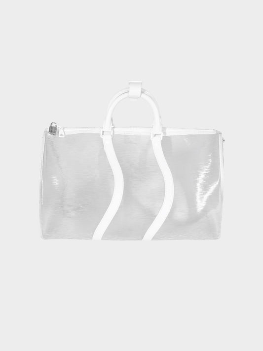 Louis Vuitton 2019 White Wavy Keepall Bandouliere 50 Bag