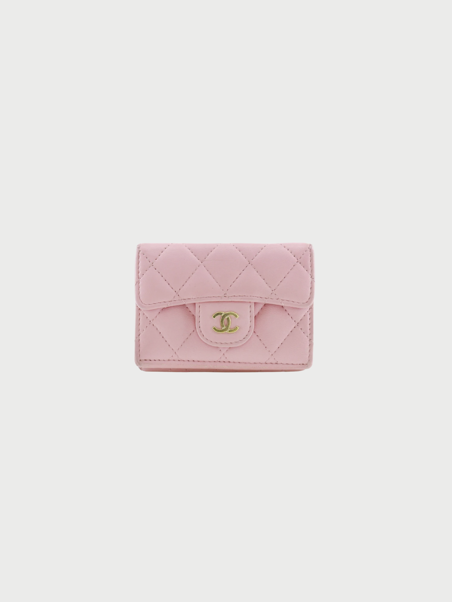 Chanel 2020s Gold Lambskin Matelassé Small Flap Trifold Wallet