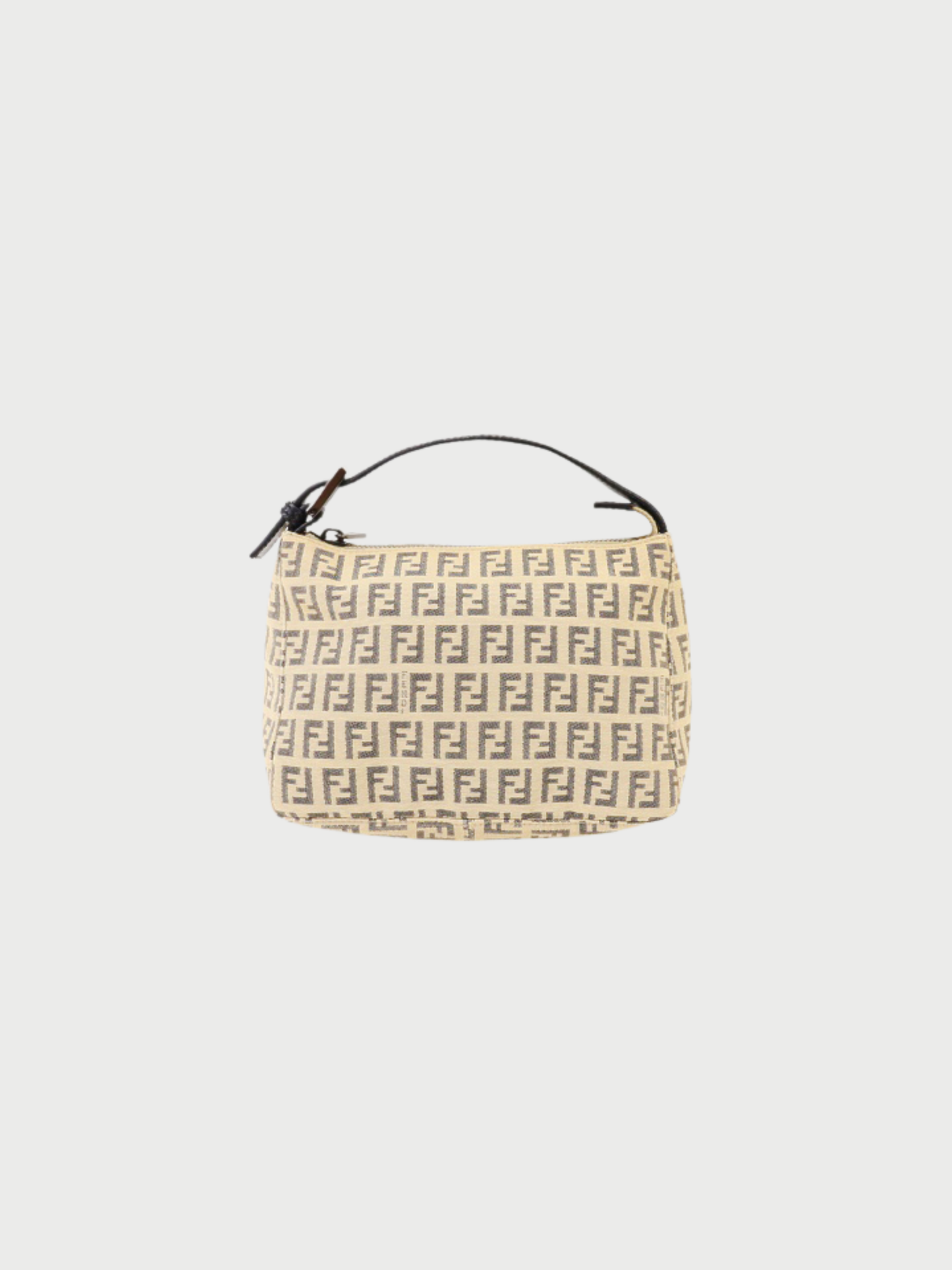 Fendi 2000s Beige Black Zucca Canvas Leather Mini Handbag