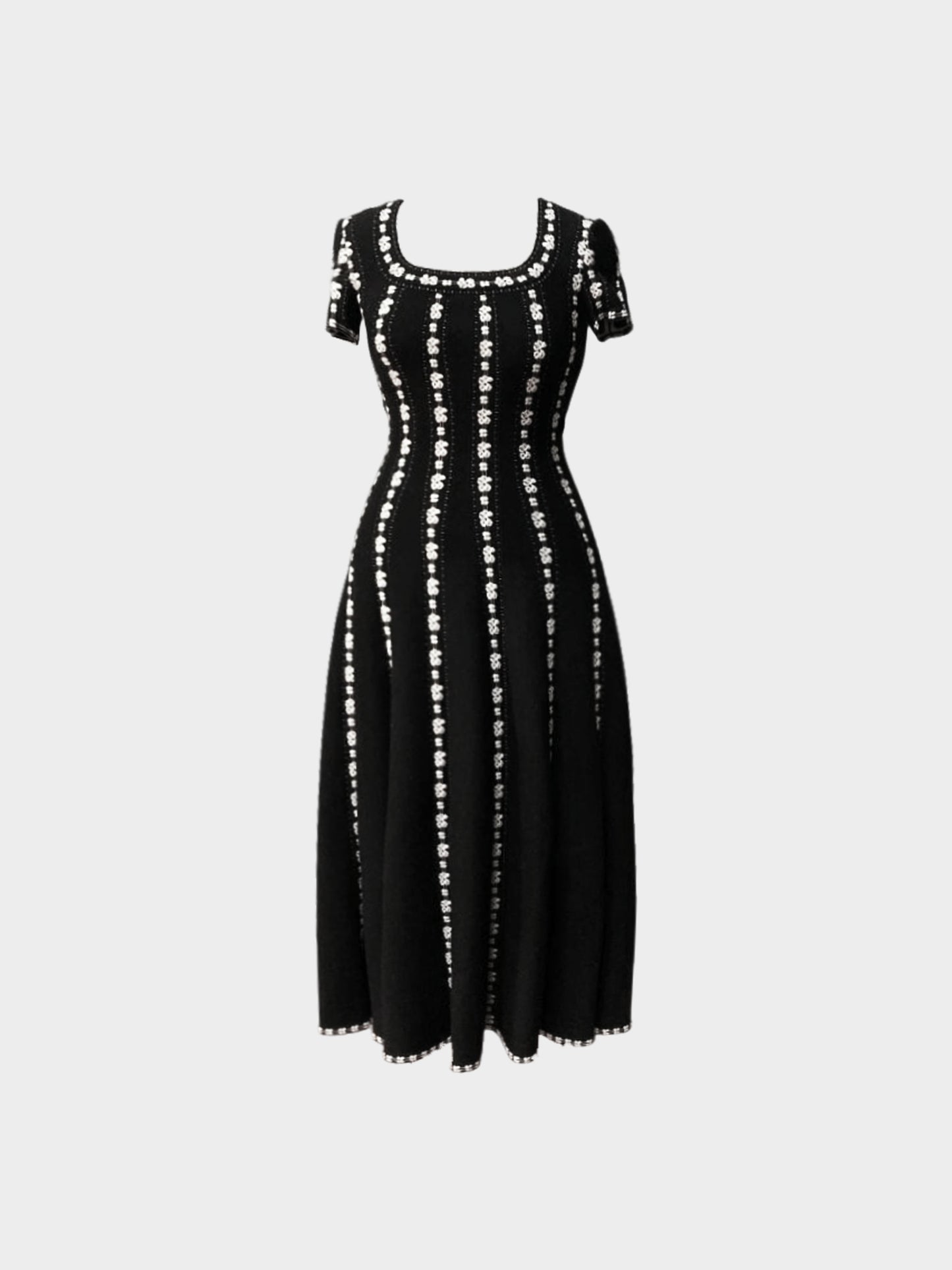 Azzedine Alaïa 2010s Black and White Knit Maxi Dress