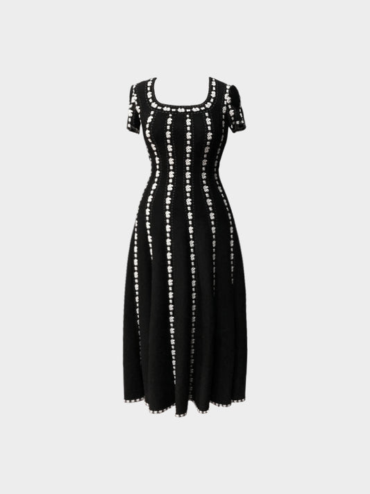 Azzedine Alaïa 2010s Black and White Knit Maxi Dress
