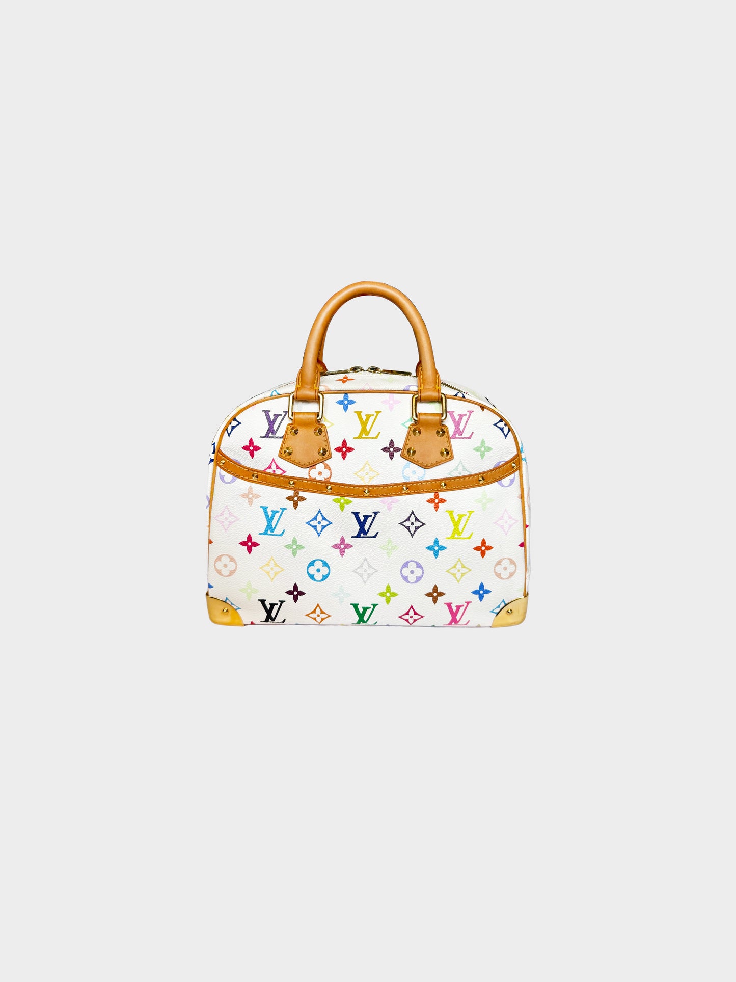 Louis Vuitton 2006 White Murakami Multicolor Monogram Trouville Handbag