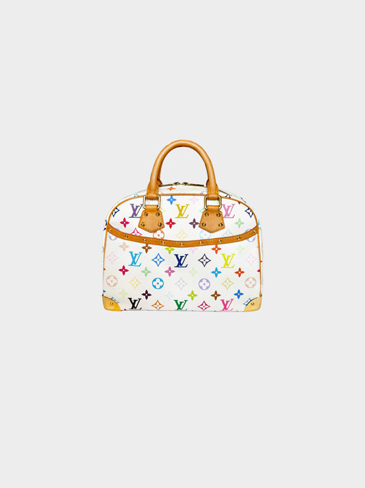 Louis Vuitton 2006 White Murakami Multicolor Monogram Trouville Handbag