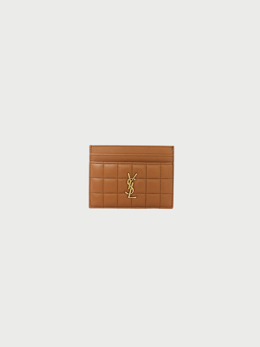 Yves Saint Laurent 2000s Brown Leather Logo Card Case