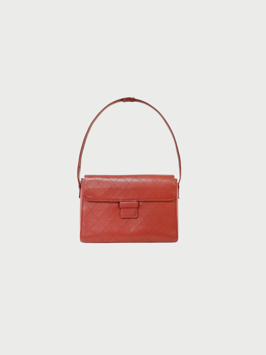 Chanel 1990s Bordeaux Caviar Leather Matelassé 2Way One-Shoulder Bag