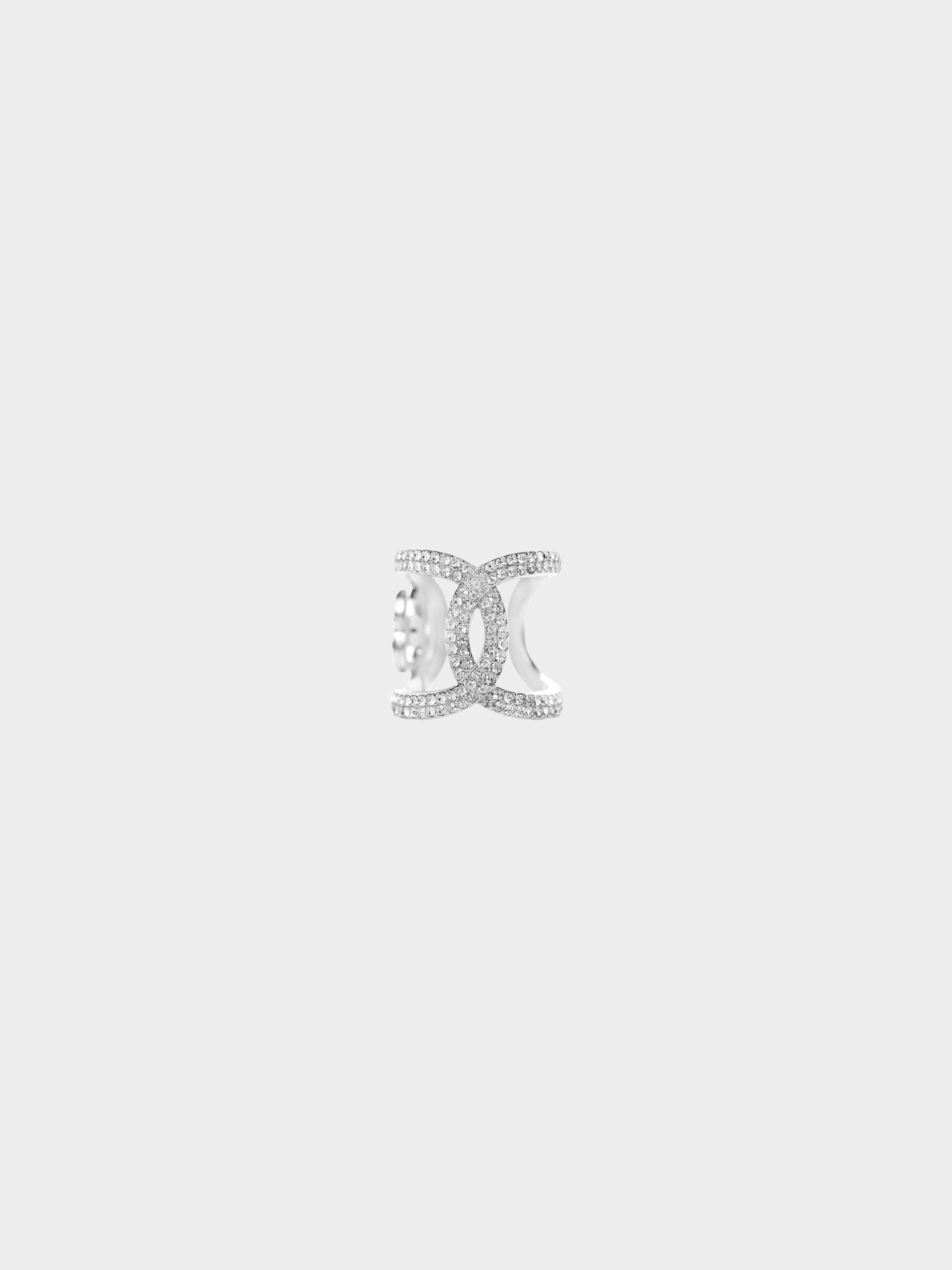 Chanel 2019 Silver Rhinestone CC Ring