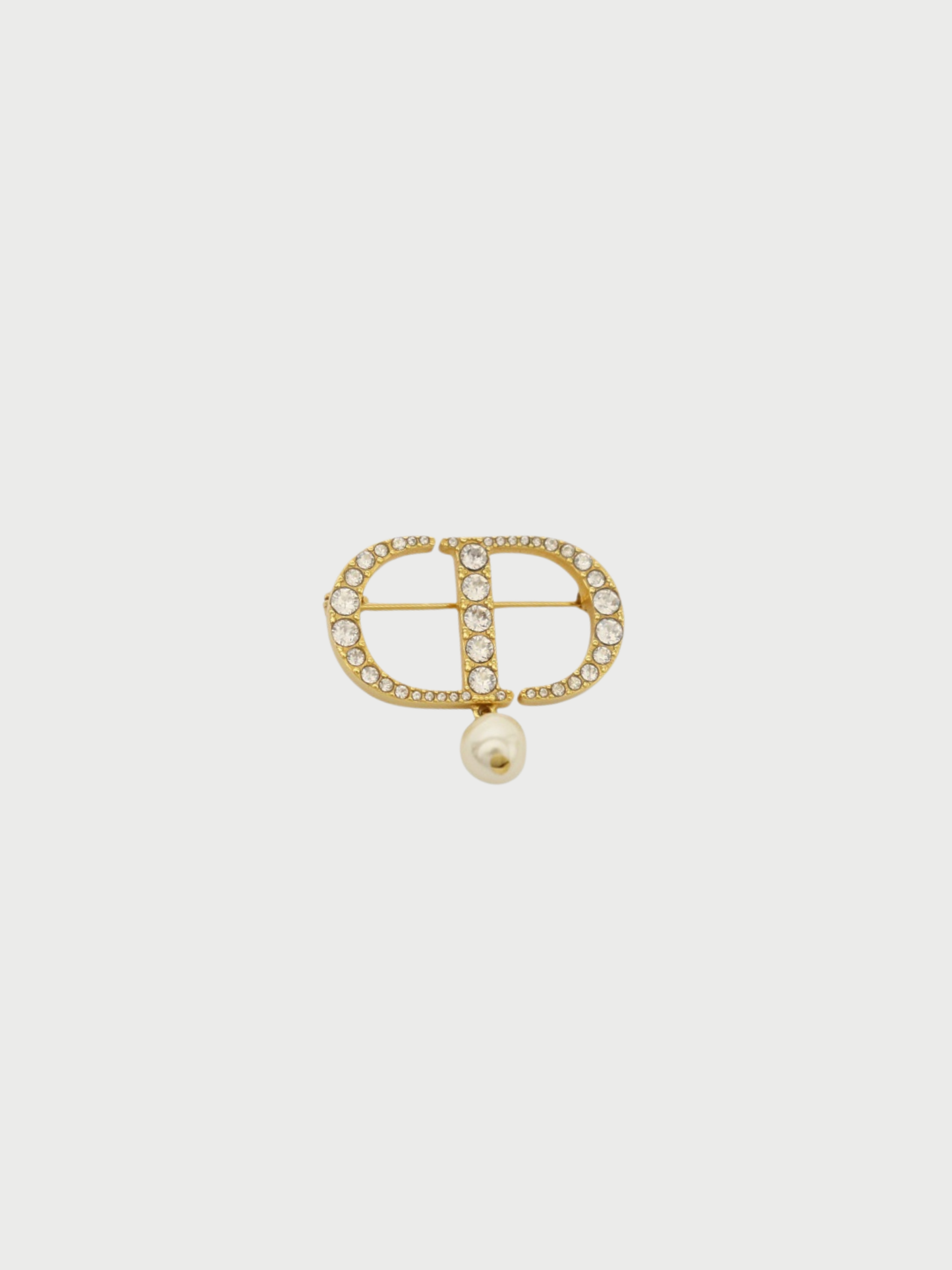 Christian 2000s Gold Plated Metal CD Rhinestone Brooch