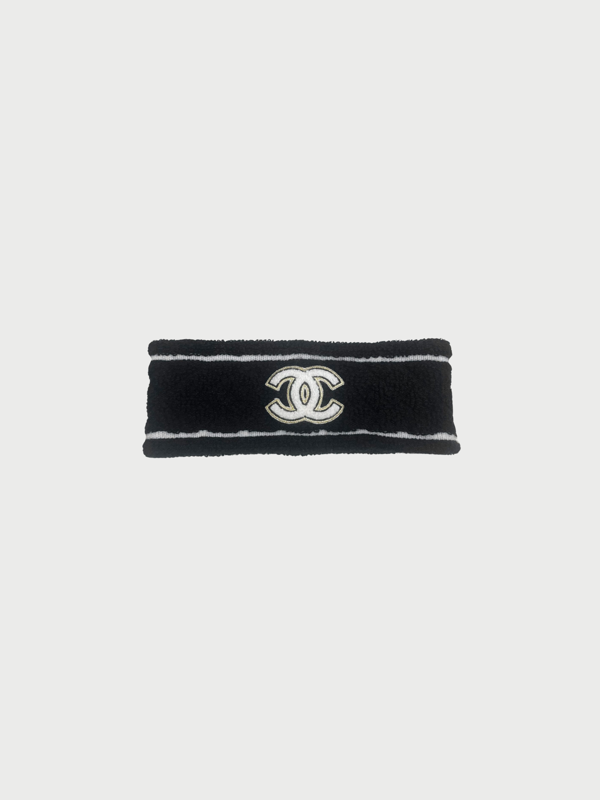 Chanel 2020s Black Ivory Cashmere CC Logo Headband