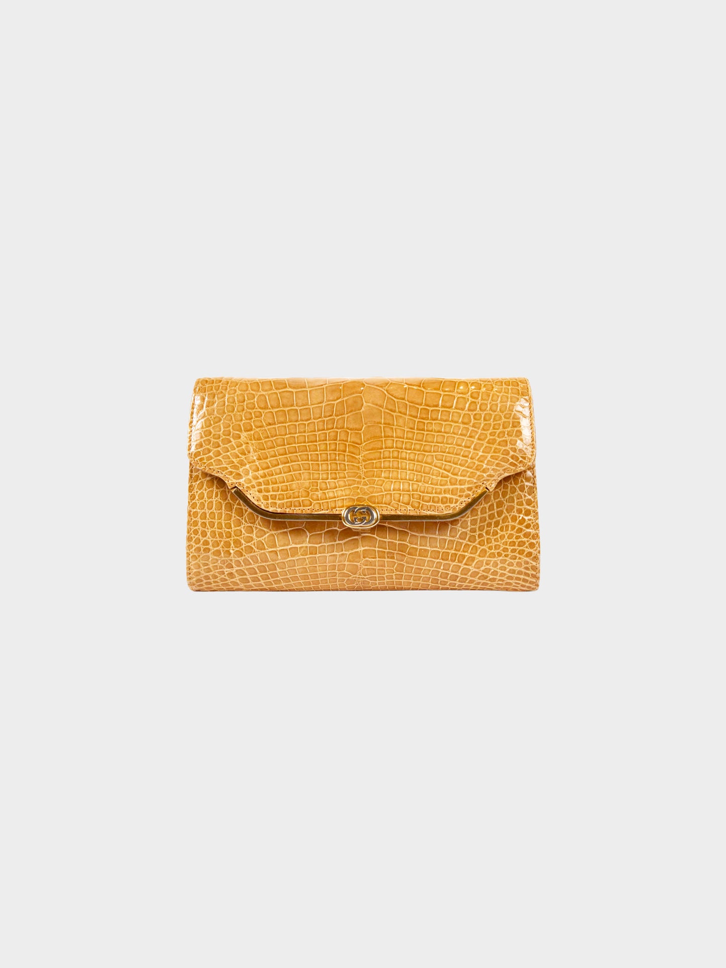 Gucci 1980s Brown Crocodile Leather Clutch
