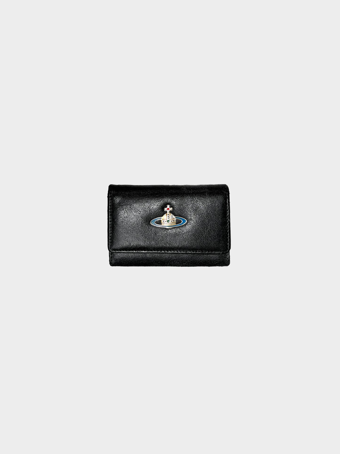 Vivienne Westwood 2000s Black Leather Orb Key Case