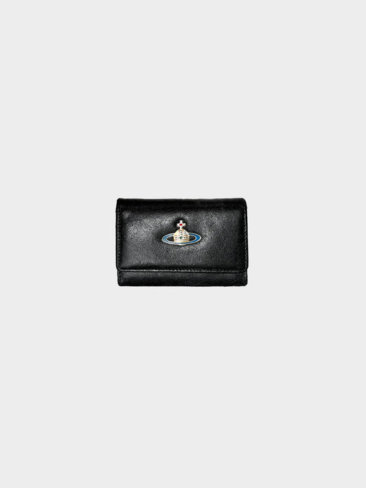 Vivienne Westwood 2000s Black Leather Orb Key Case