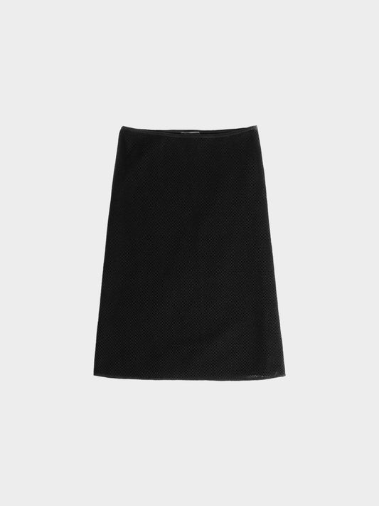 Prada FW 1999 Black Mesh and Wool Skirt