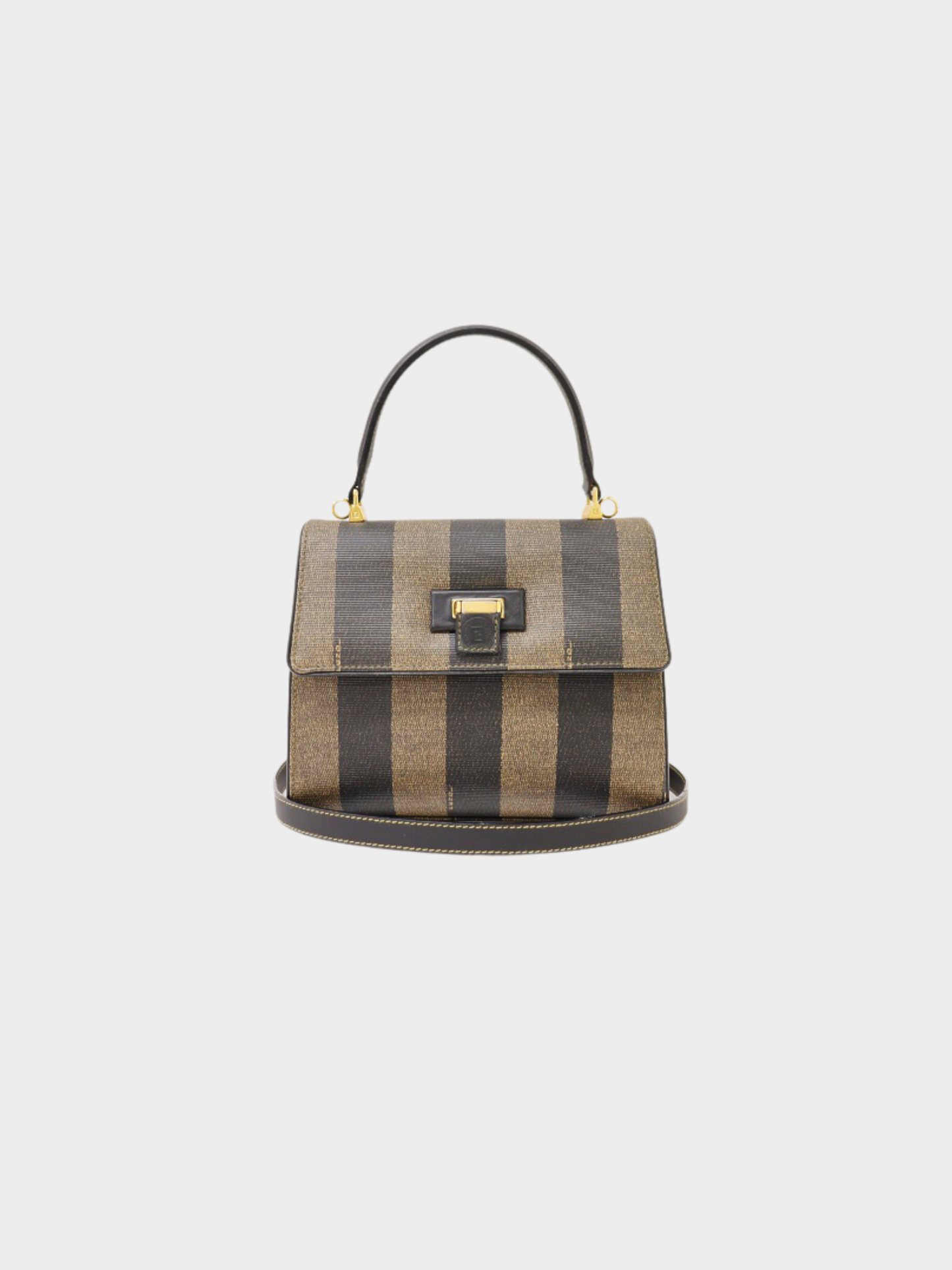 Fendi 2000s Khaki Black Pequin Canvas Leather 2-Way Bag