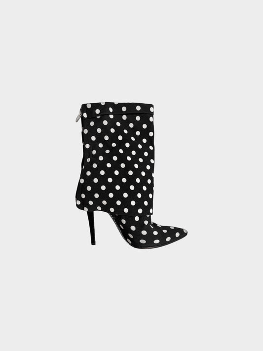 Emanuel Ungaro 2000s Black and White Polka Dots Ankle Booties