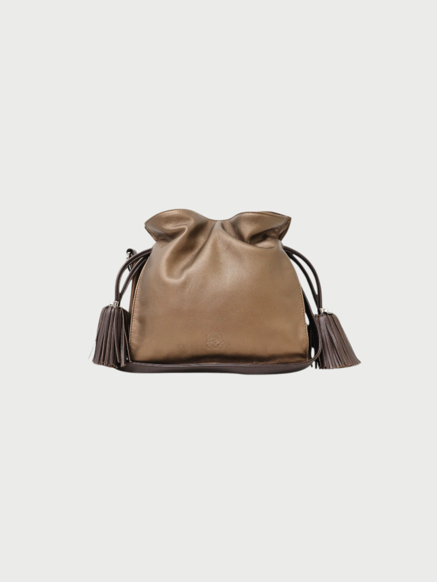 Loewe 2000s Metallic Brown Leather Flamenco Bag