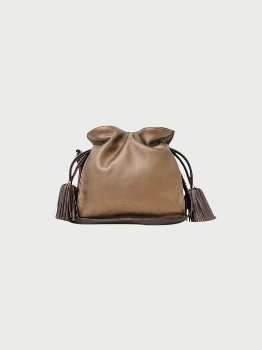 Loewe 2000s Metallic Brown Leather Flamenco Bag