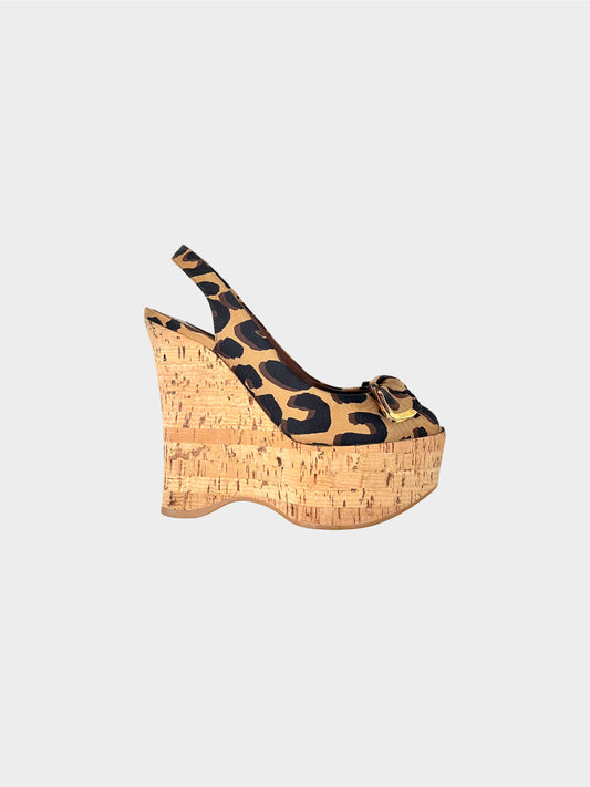 Louis Vuitton 2012 Leopard Cork Wedge Heels