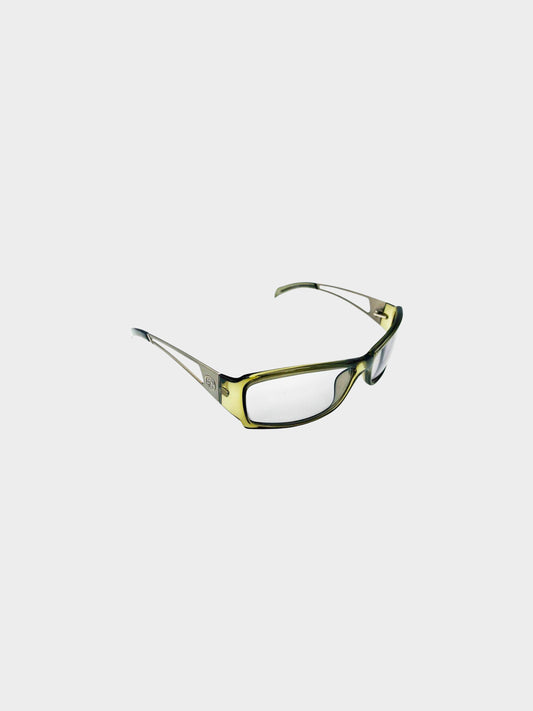 Gucci 2000s Khaki Green Cutout GG 1486/S Y2K Sunglasses