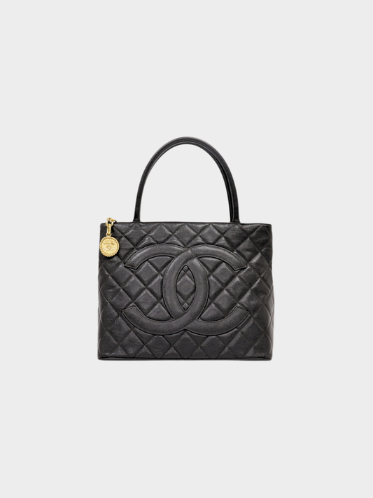Chanel 2003 Black Caviar Leather Tote Bag