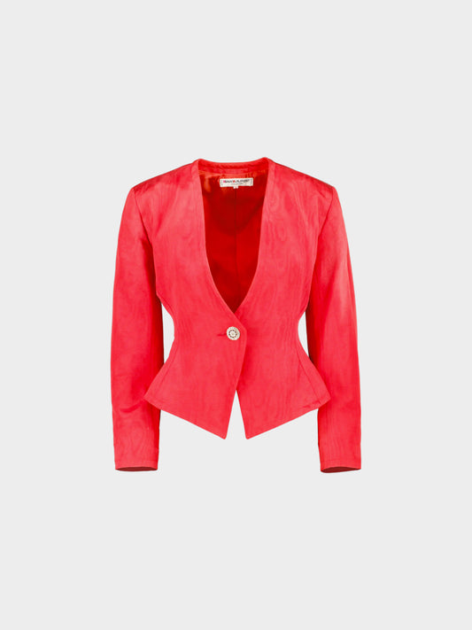 Yves Saint Laurent 1988 Red Moiré Peplum Blazer