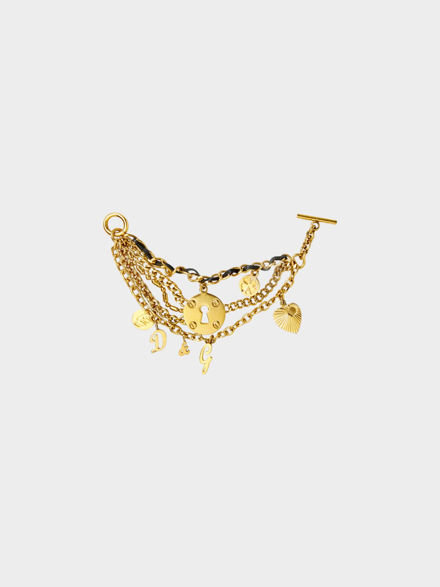 Dolce and Gabbana 1990s-2000s Gold Chain Link Charm Bracelet