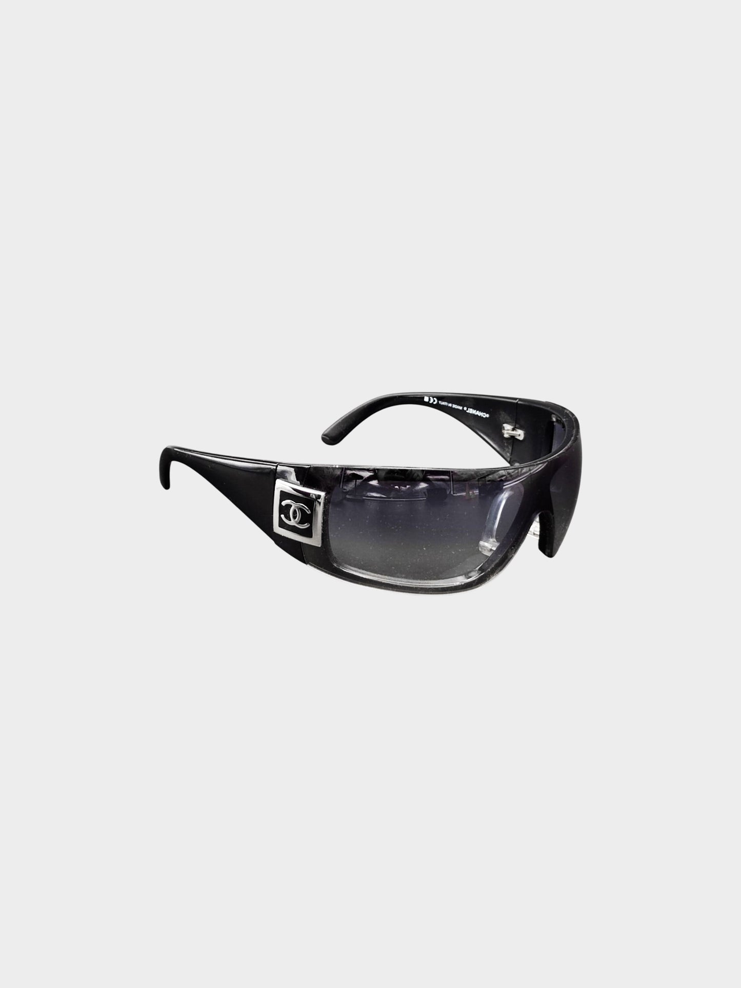 Chanel FW 2008 Black 5085 Wraparound Shield Sunglasses