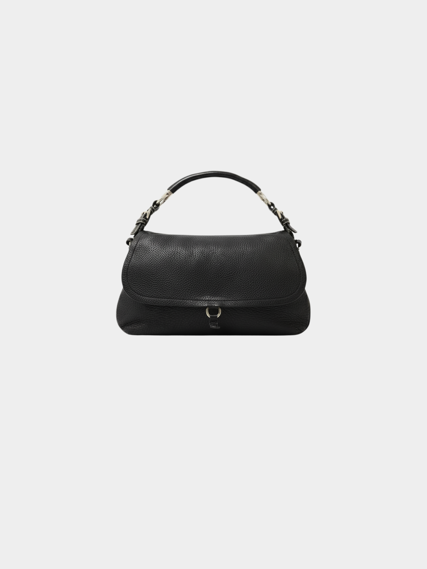 Prada 2000s Black Triangle Logo Leather One-Shoulder Bag