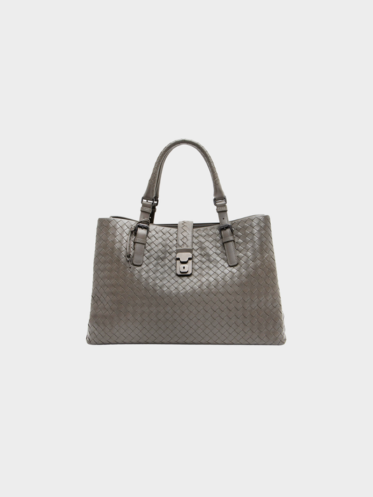 Bottega Veneta 2010s Ferro Grey Intrecciato Nappa Leather Roma Bag