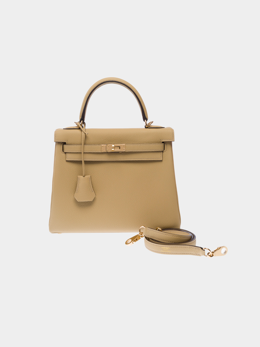 Hermès 2020s Beige Togo Kelly 25 Retourne Bag