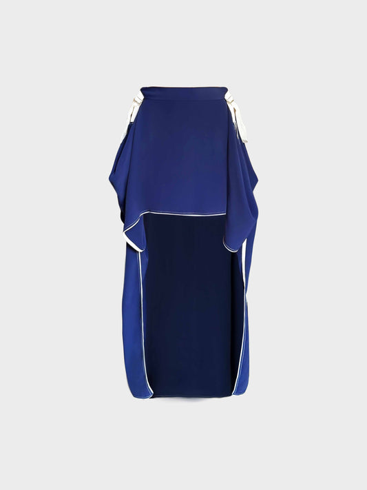 Jean Paul Gaultier 2000s Navy Blue and White Asymmetrical Skirt