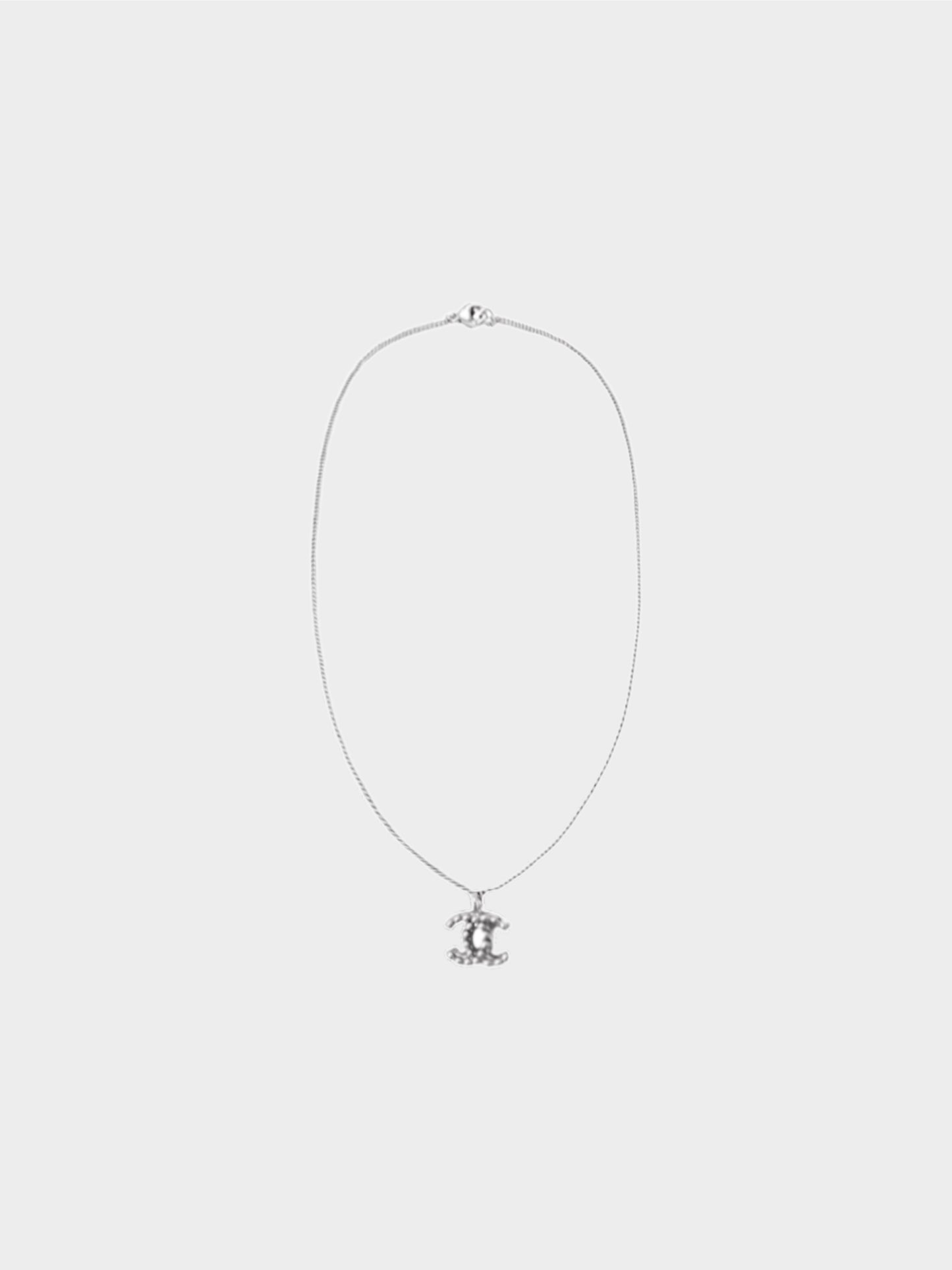Chanel Spring 2007 Silver Studded CC Pendant Necklace