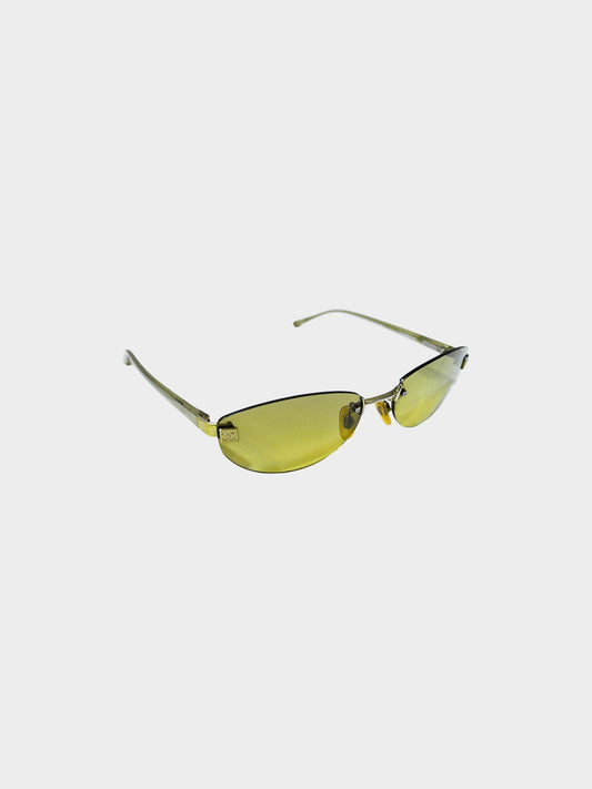 Chanel 2000s Khaki Oval Rimless Sunglasses