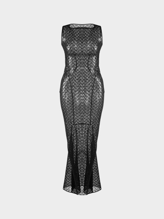 Azzedine Alaïa SS 2011 Black Fitted Long Lace Dress