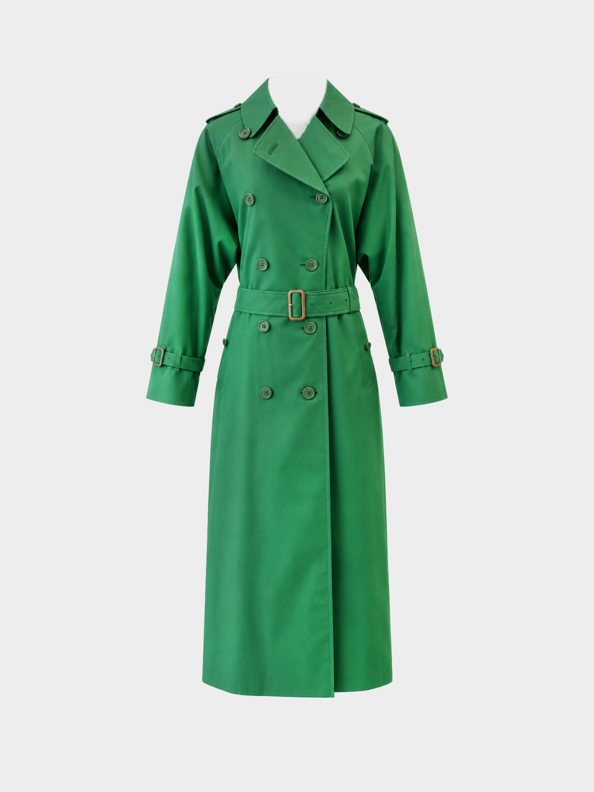 Burberry 1990s Dark Emerald Green Belted Trench Coat