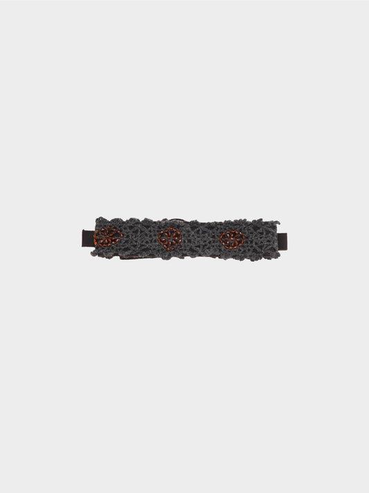 Prada 2000s Grey Wool Knit Beaded Sash-Tie Belt