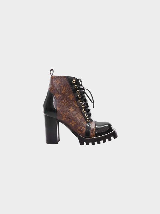 Louis Vuitton 2019 Brown and Black Monogram Star Trail Ankle Boots