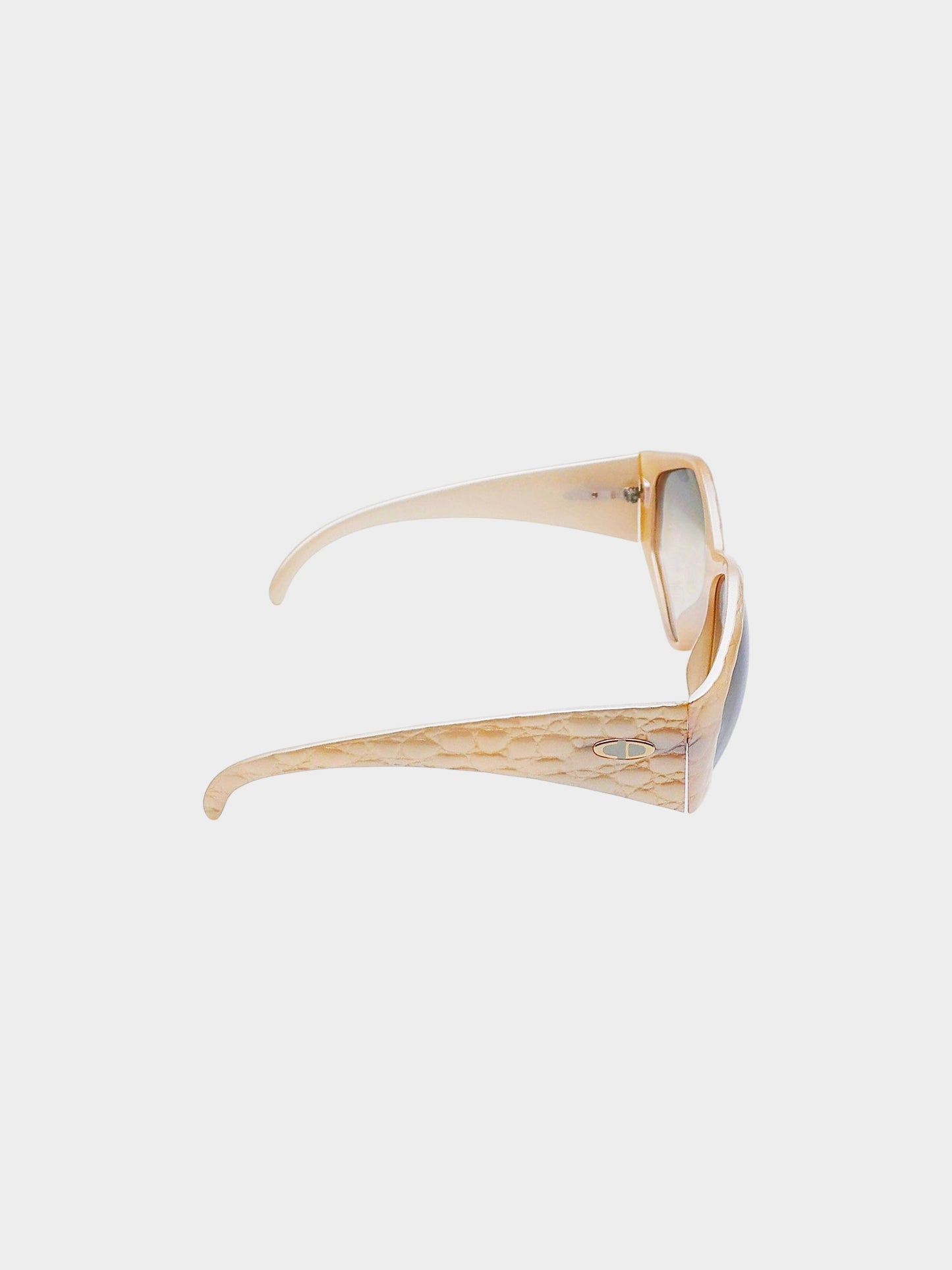 Christian Dior 1990s Beige Exotic Geometric Sunglasses