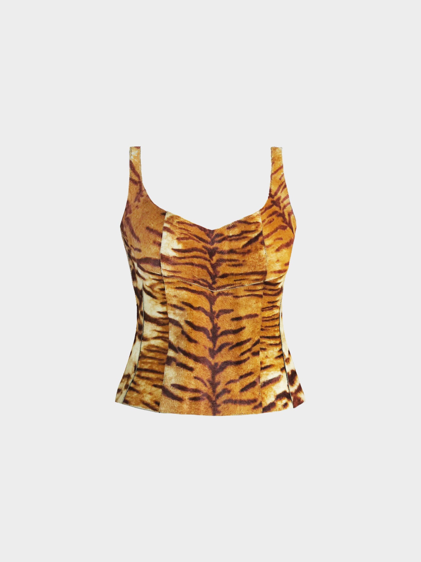 Roberto Cavalli 2000s Zebra Print Pony Hair Leather Corset Top